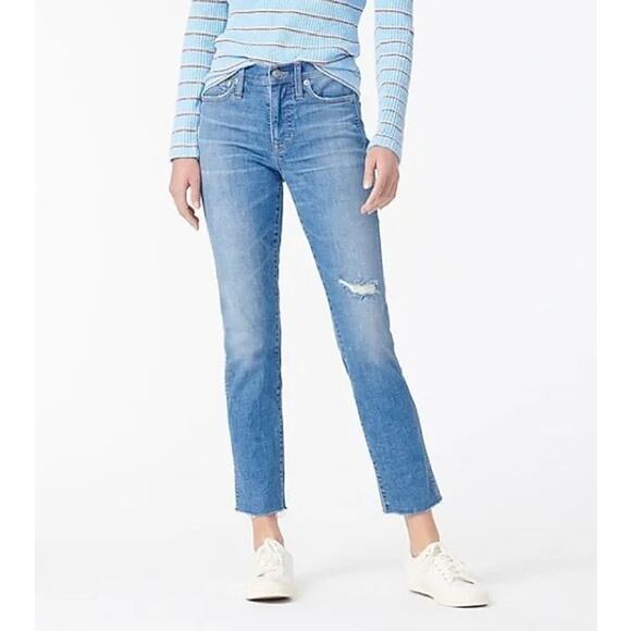 J.CREW 9" Vintage Straight Jean Wainscott Light Wash Blue Distressed Women's 25 - Picture 3 of 12